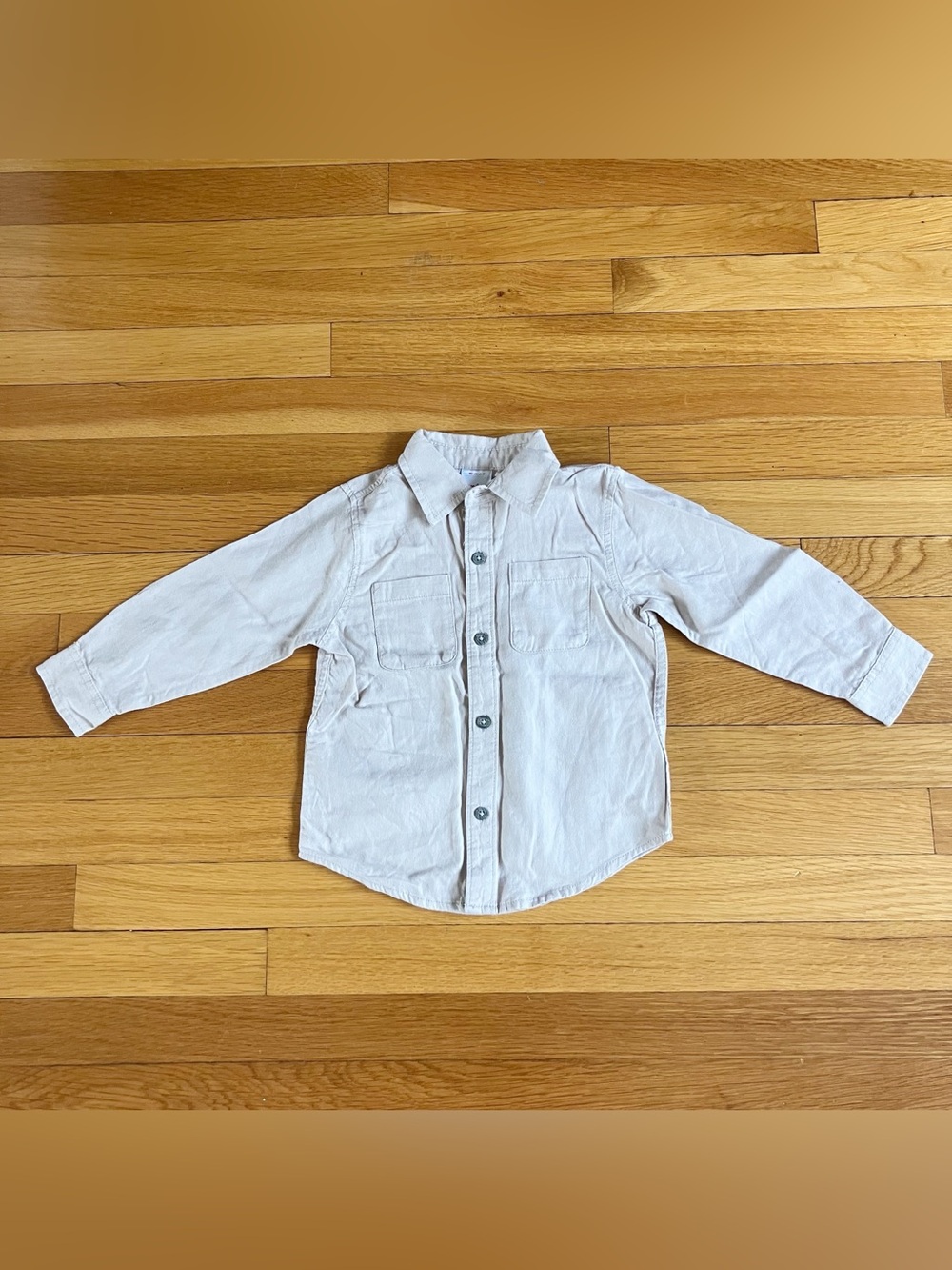 Hanna Andersson Cream Cotton Twill Preppy Classic Collar Button Down 90 3T